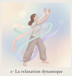 Femme en train de faire des mouvements doux en conscience illustrant la relaxation dynamique utilisée en Sophrologie
