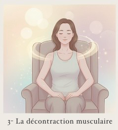Image d’une femme en train de relaxer sur un fauteuil, illustrant la décontraction musculaire utilisée en Sophrologie